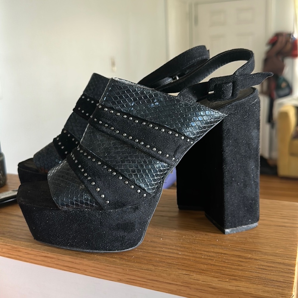 Free people vegan leather platform heels